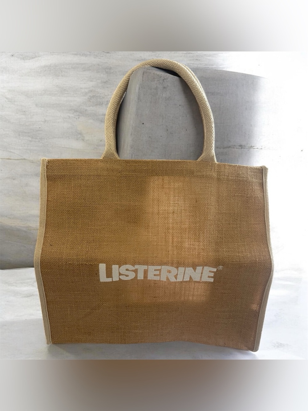 Branded Natural Jute Tote Bag - Brown